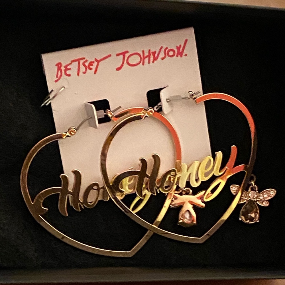 Betsey Johnson Honey Bee Heart Hoop Earrings